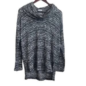 VTG Y2K Splendid Women Tunic Sweater M Gray Black Marled Cowl Neck 3/4 Sleeve‎